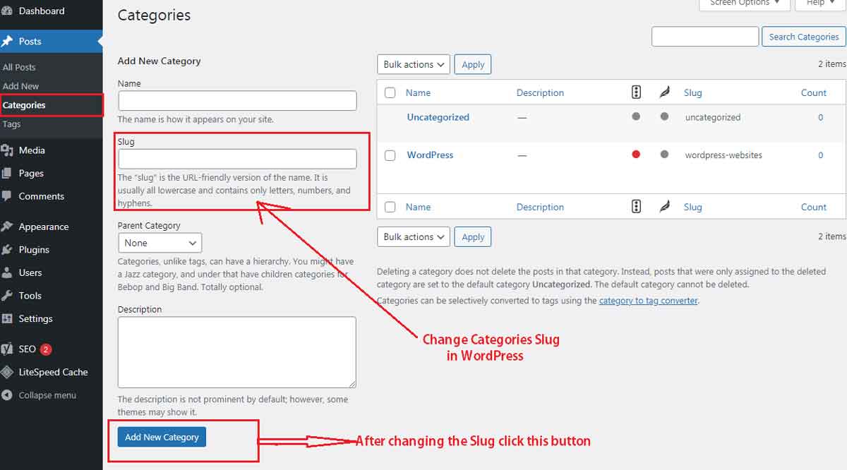 Post Slug in WordPress, how to edit post slug, category slug, tag slug, page slug and another slug