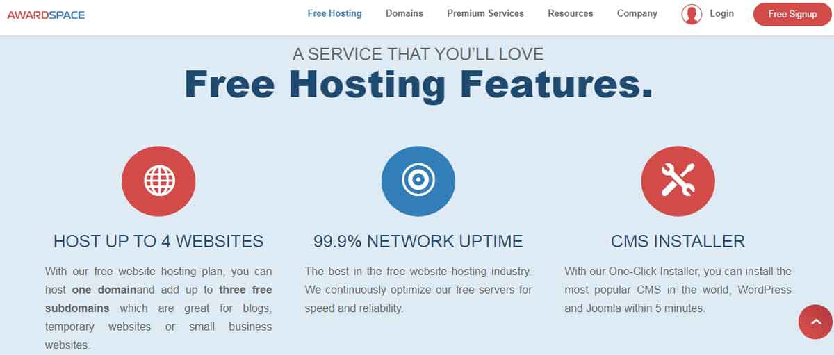free hosting with cpanel, awardspace.com