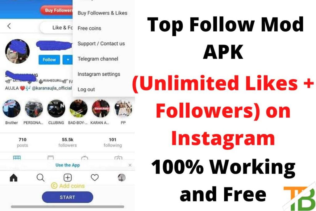 Top Follow Mod APK (Unlimited Likes + Followers) on Instagram, Facebook